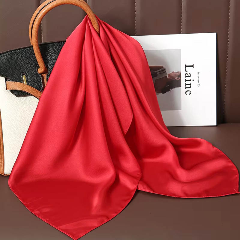Luxury Bags China - Роскошный однотонный шелковый квадратный шарф, женский
